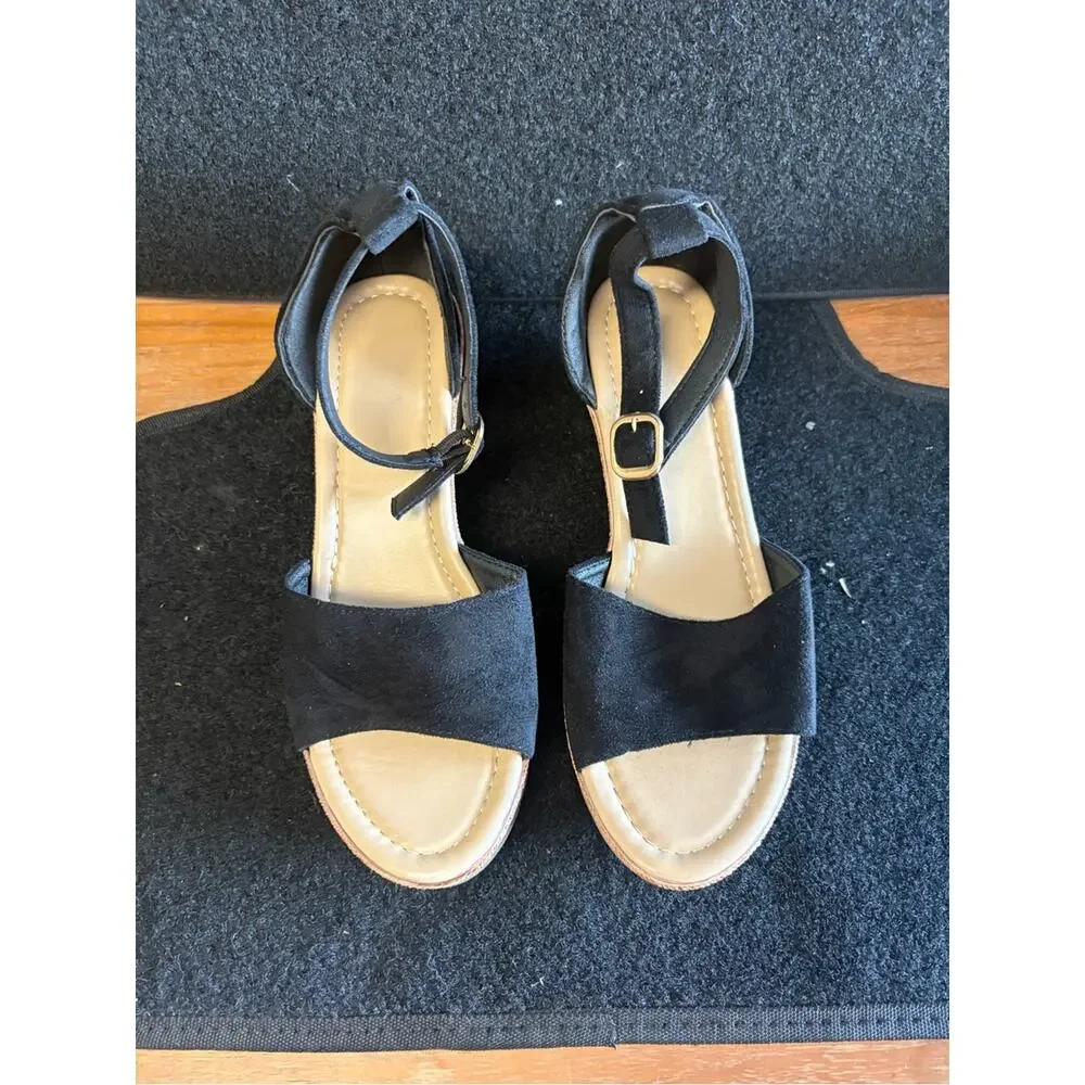 🖤 Black Espadrille Wedge Sandals Women’s Size 7.5-8 NWOT 🖤